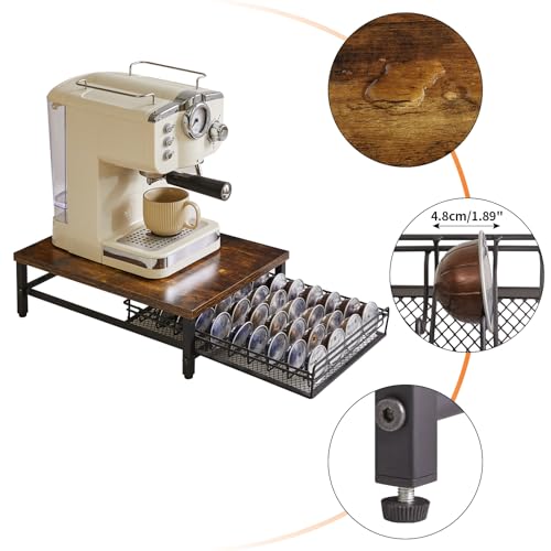 Coffee Pod Drawer Holder for Nespresso Vertuo Pods (40 Pods Nespresso / Rustic Brown)