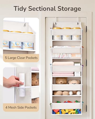 2 Pack 5 tier Over the Door Organizer Beige (Beige / 2 Pack-5 Tier)