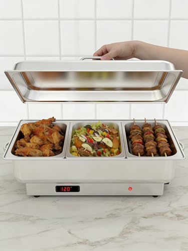 Electric Chafing Dish Buffet Set (2 Pack 3 x 1/3 Pan)
