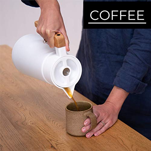 Thermal Coffee Carafe Brews Up to 68 Oz Insulated (White)