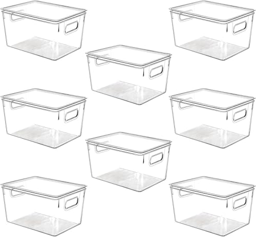 Clear Plastic Stackable Storage Bins with Lids (11 X 7.5 X 6)