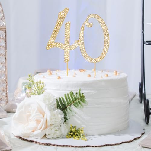 Gold Cake Topper 40th Birthday Decorations Women 40th Birthday Cake Topper (40)