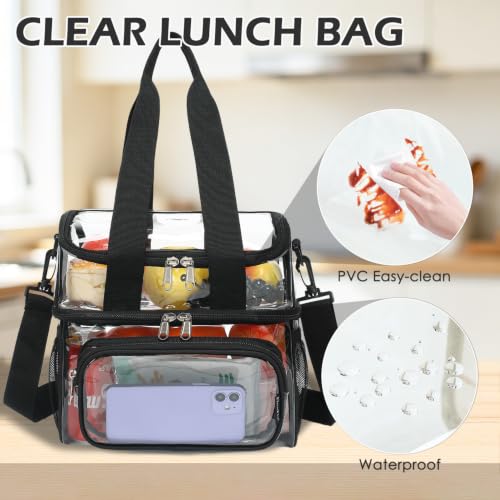 Clear Bag Double Decker Lunch Bag for Stadium Events Adult Large Transparent Tote for Men