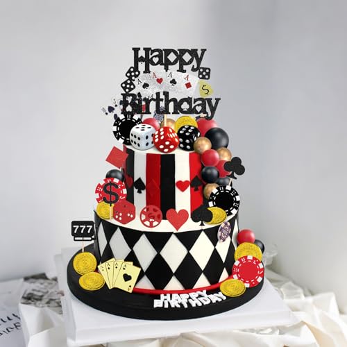35Pcs Casino Cake Toppers Poker Casino Theme Party Decorations
