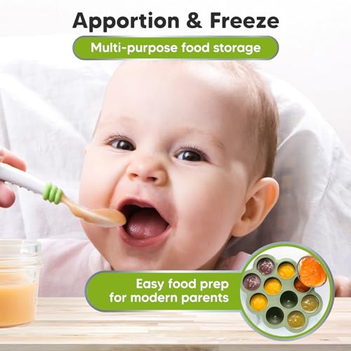 Silicone Food Freezer Trays with Lid (Sage)