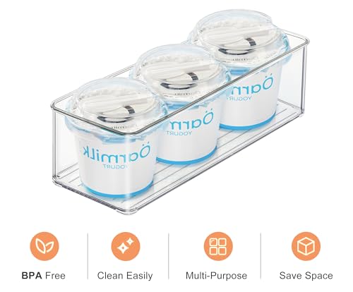 4 PACK Freezer Organizer Bins Clear Stackable Storage Bins for Fridge Organization and Storage (4 Count)