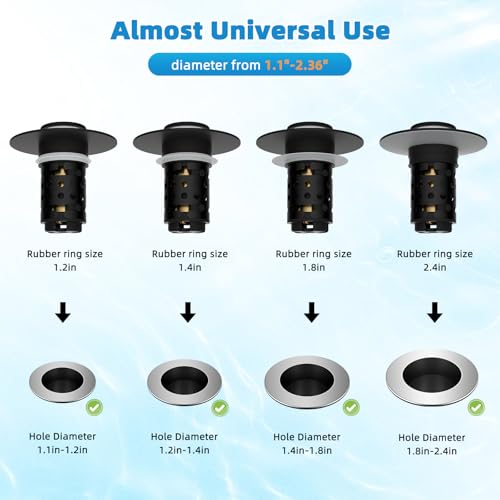 2PCS Universal Bathroom Sink Drain Strainer Hair Catcher (2 Count)