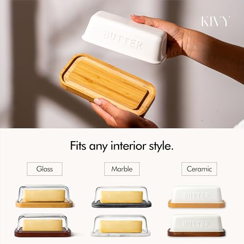 Butter Dish White Marble with airtight glass lid