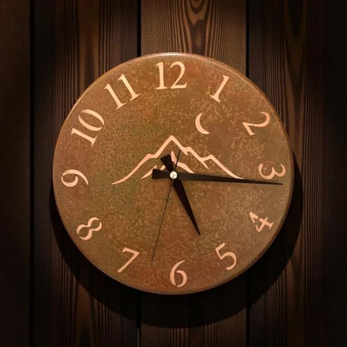 Handmade Pure Copper Wall Clock for Home Decoration (Rusty Landscape / 11)