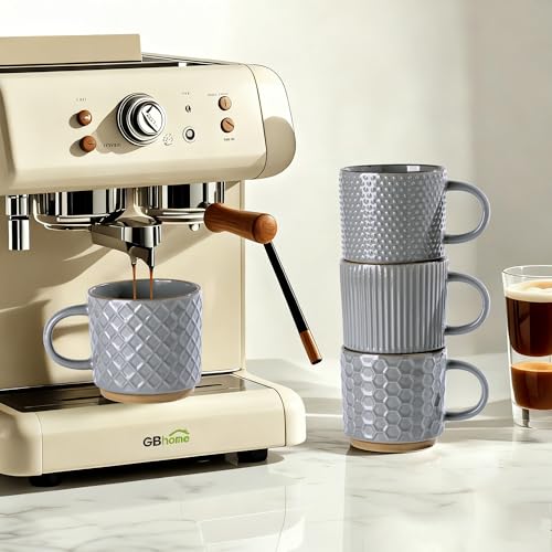 8 OZ Stackable Coffee Mugs Set of 4 (Gray / 8 Ounces)
