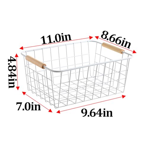 White Wire Baskets for Organizing with Handles (4 Count)