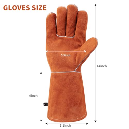 14 Inch Welding Gloves (14" L-Brown)