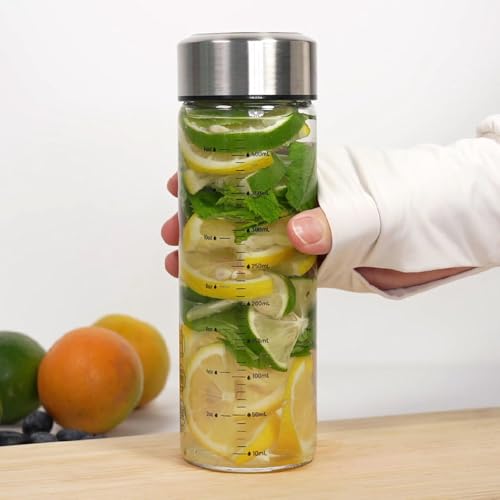 16oz Wide Mouth Glass Juice Bottles With Stainless Steel Lids 6 Pack (silver lid)