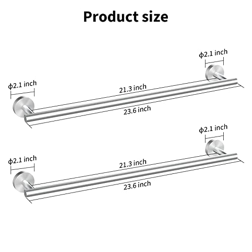 2 Pieces Brushed Nickel Bathroom Towel Bar (Brushed Nickel / 24inch)