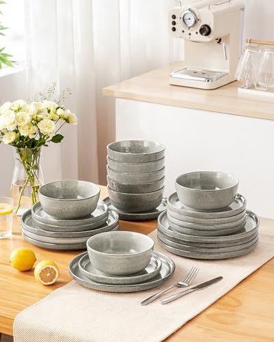 ANYA 24 Pieces Plates and Bowls Set (Stone Gray / 24 Pcs (Service for 8))