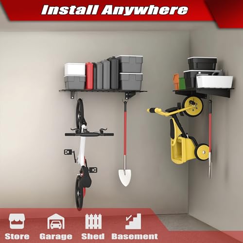 2 Pack Wall Mount Shelves (Black-15x45)