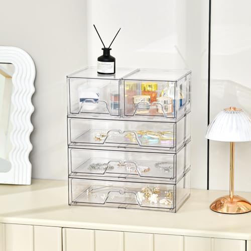 4 Pack Stackable Storage Drawers (4 Count)