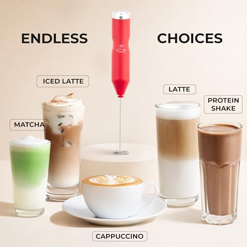 Powerful Frother Wand AA Batteries Included (Cardinal Red / Majestic Frother)