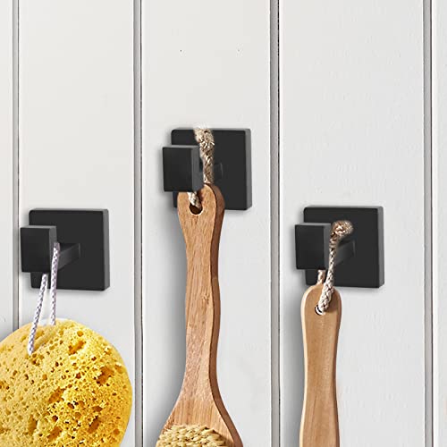 8 Pack Towel Hooks Hand Towel Holder Bathroom Robe Hanger Coat Hook (Square / Black)