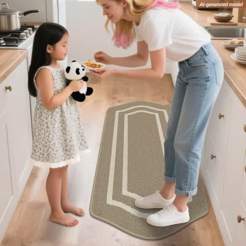 Kitchen Rugs and Mats 24"x48" Non Slip Kitchen Mats for Floor (Beige / 24"x 48 ")
