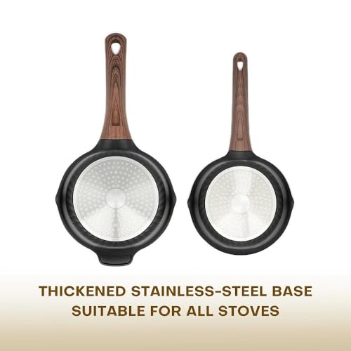 3QT & 4QT Sauce Pot Set with Lids (Black / 3 Quarts + 4 Quarts)