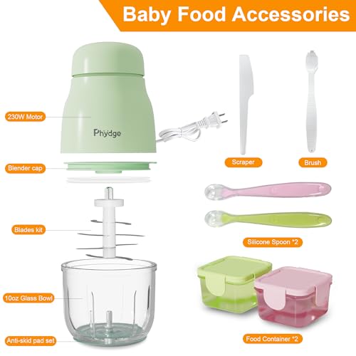 Baby Food Maker with Baby Food Containers (Green-New)