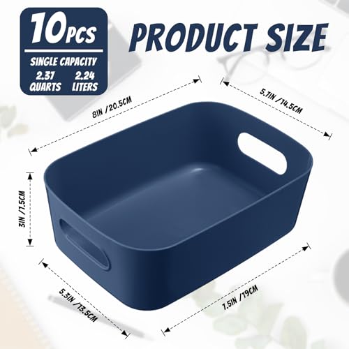 Blue Plastic Storage Bins (Blue / 8 x 5.7 x 3 Inch)