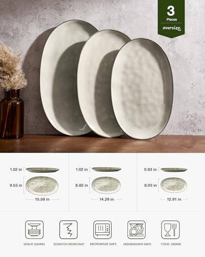 Serving Platters Set of 3 Sizes (Light khaki)
