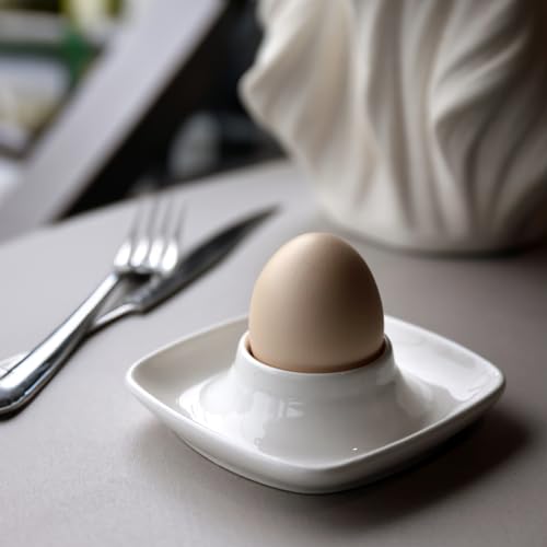 Ceramics White Egg Cups for Hard Boiled Eggs Set 6pcs