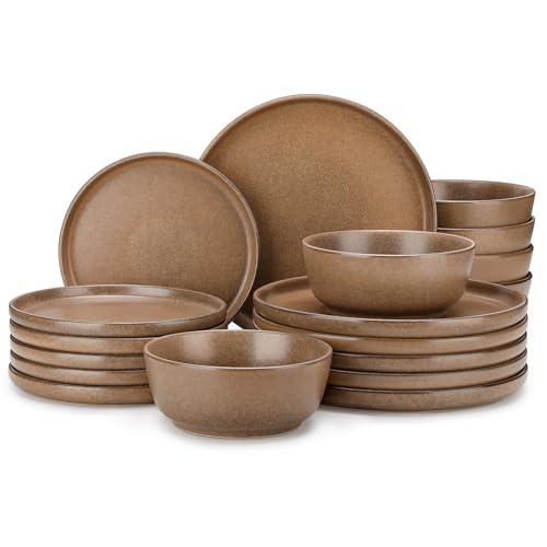 Plates and Bowls Sets (Muted Brown / 18 Pcs (Service for 6))