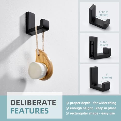 Towel Hook for Bathroom (1 Pack / Matte Black)