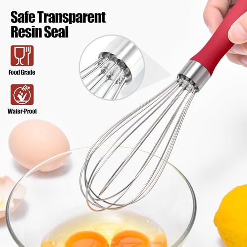 18 8 Stainless Steel Balloon Whisk for Cooking (S / Red)