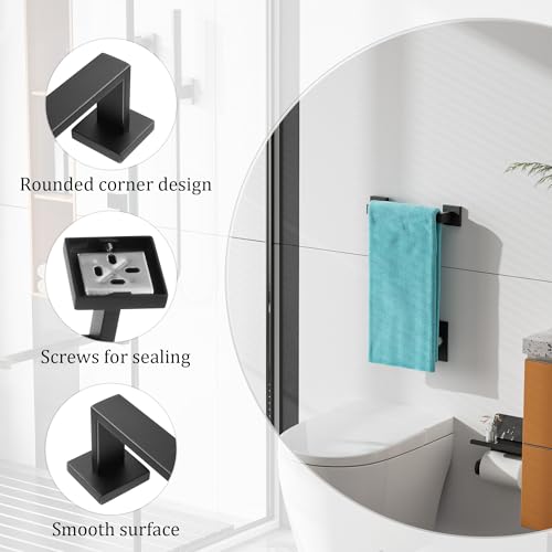Towel Bar Towel Racks for Bathroom Wall Mount 12 Inch (Single 12 Inch / Matte Black)