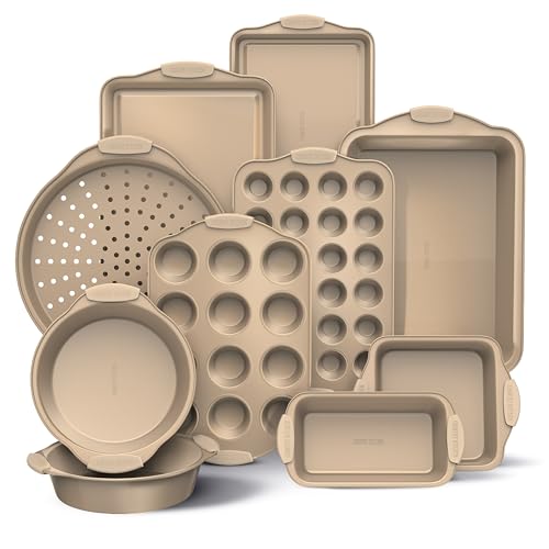 Nonstick Stackable Bakeware Set (Gold - 10 Pcs)