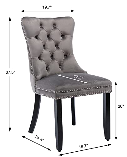 Grey Velvet Dining Chairs Set of 4 (Grey)