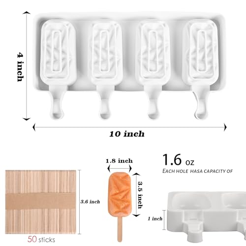 2 Pack 4 Cavities Diamond Shape Silicone Popsicle Molds (2 Pcs Large Diamond - White)