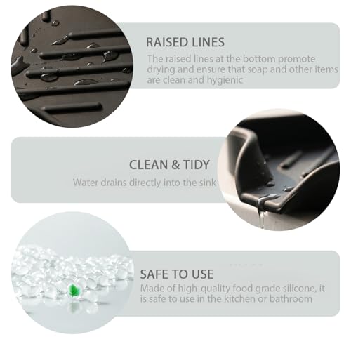 Silicone Soap Dish with Drain Spout (Black / S(4.9"×3.2"))
