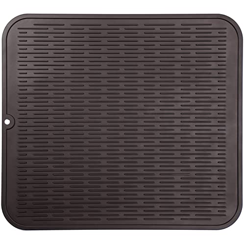 Silicone Dish Drying Mat for Multiple Usage (Coffee / 24"L x 18"W)