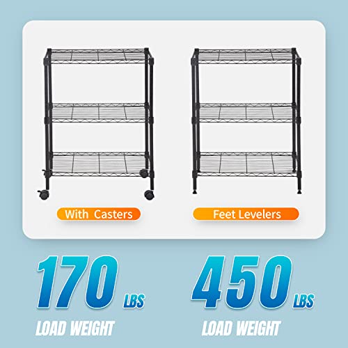 3 Tier Wire Shelf with Wheels