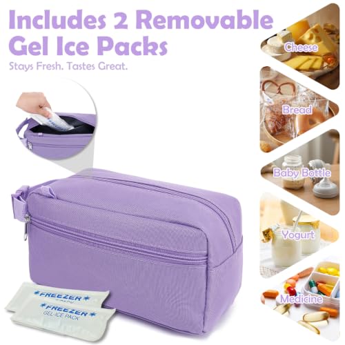 Freezable Snack Bag with Removable Ice Packs (with Ice Packs - Purple)