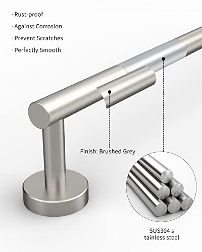 24 Inch Brushed Towel Bar Towel Rack for Bathroom Kitchen Hand Towel Holder Dish Cloths Hanger SUS304 Stainless Steel RUSTPROOF Wall Mount (Brushed Grey / 22 inch(Center to Center))