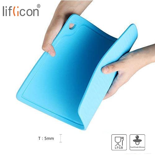 Extra Large Thick Silicone Cutting Boards for Kitchen 14.6'' x 10.43'' Flexible Cutting Chopping Boards (14.6"L x 10.4"W / Blue)