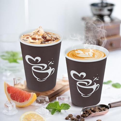 1000 Count 12 oz Paper Coffee Cups Disposable Hot Coffee Cup Brown (Brown / 12OZ-1000 Pack)