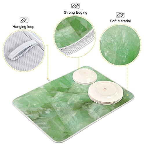 Super Absorbent Dish Drying Mat (Green Jade Stone Marble / 18" x 18")