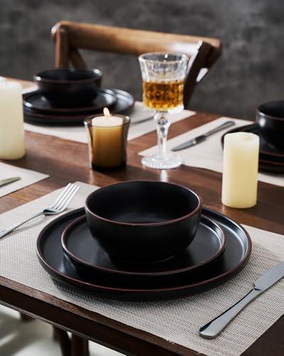 Mercury 24 Piece Stoneware Dinnerware Set (Matte Black / Service for 8 (Standard Dinner Set))