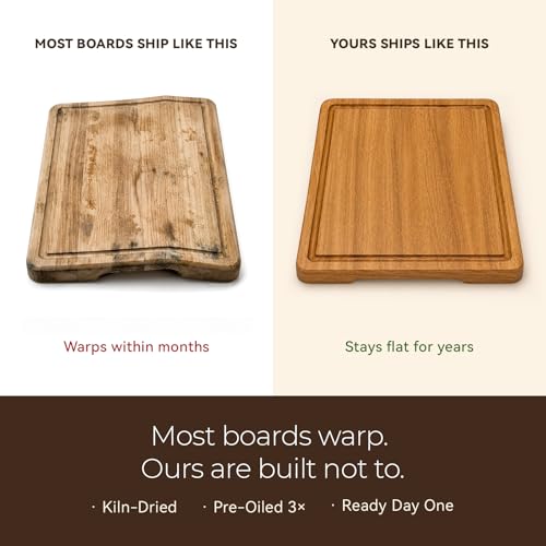 Acacia Cutting Board Set of 3 with Stand for Kitchen Prep