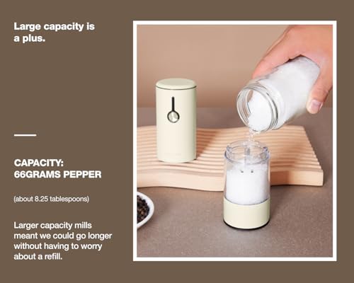 Stainless Steel Rechargeable Electric Salt and Pepper Grinder Set (2.3 Ounce)