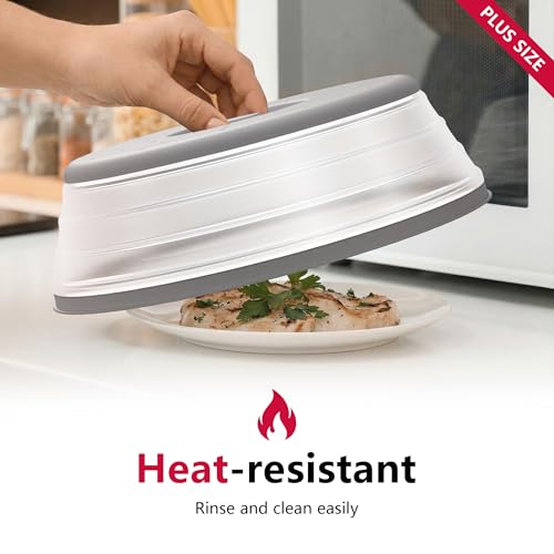 Microwave Splatter Cover Vented for Food with Hook Hole (Gray / L(13.39"x3.94")-Pack of 1)