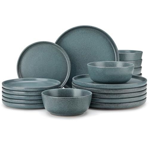 Plates and Bowls Sets (Smoky Teal / 18 Pcs (Service for 6))