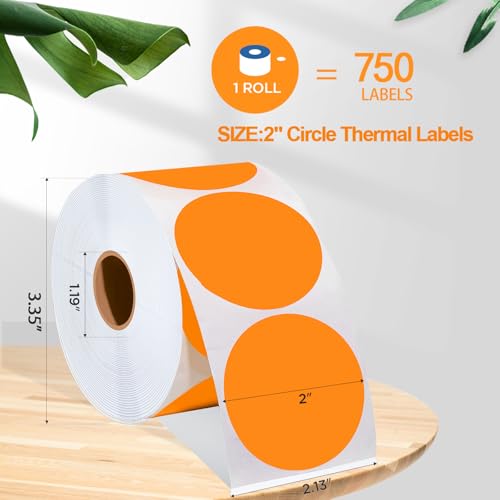 2 Inch Circle Thermal Sticker Labels (Orange)